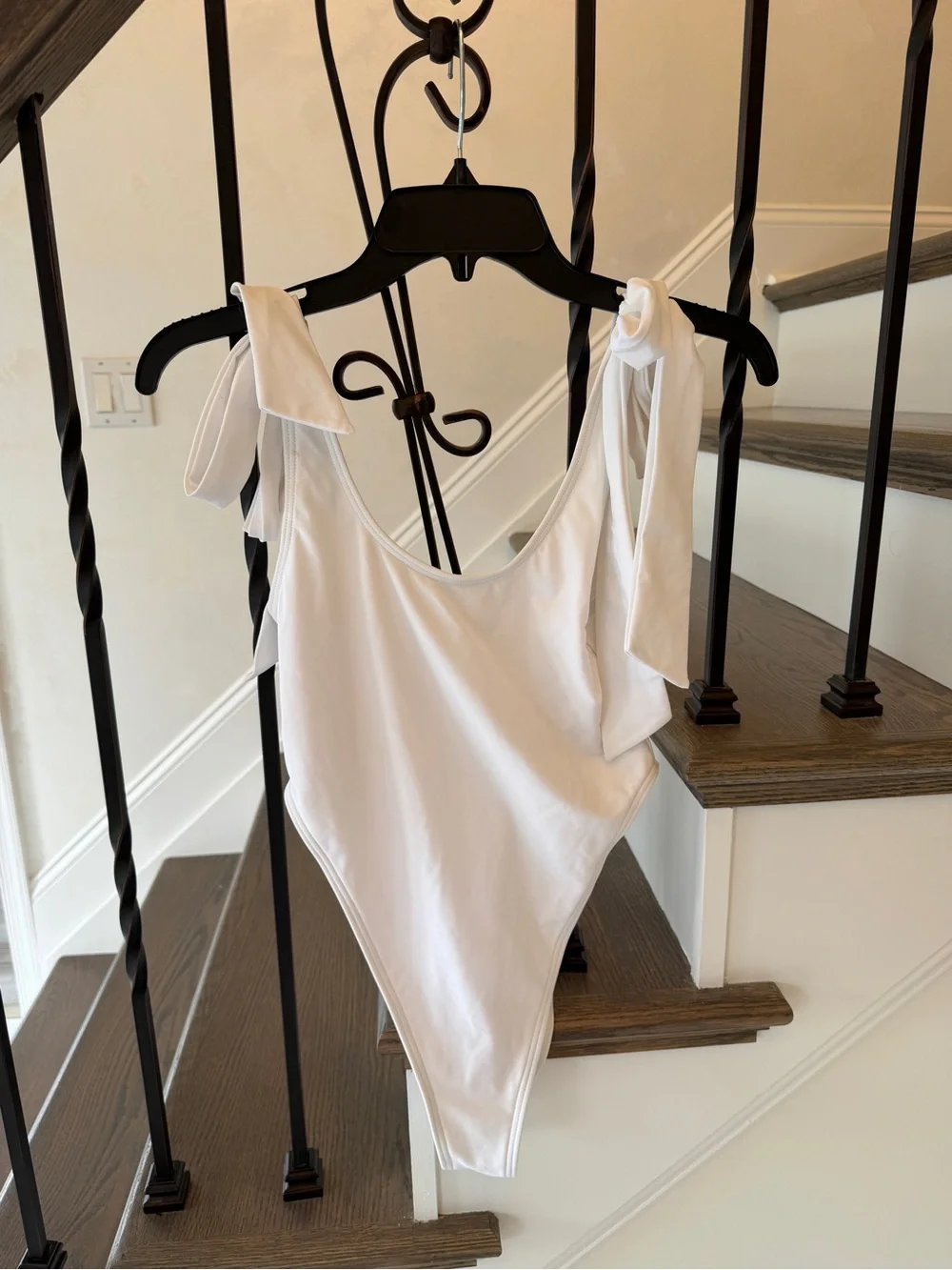 White High-Cut Tie-Strap One-Piece Swimsuit - Size US 4